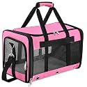 Soft Sided Cat/Dog Carrier,Collapsible Pets Travel Carriers for Pet/Puppy with Shoulder Strap &amp; Removable Mat,Mesh Top Load Small Dogs/Cats Carry Bag Up to 17 Lbs TSA Airline Approved（Pink,M）