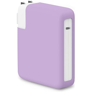 soft silicone power adapter sleeve case for 2021 2022 2023 macbook pro 16 inch a2485 m1 a2780 m2 chip charger protective cover 140w lavender