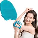 Soft Silicone Shower Brush, Body & Face & Short Hair Wash, Bath Exfoliating Skin Massage Scrubber, Dry Skin Brushing Glove Loofah, Fit for Sensitive and All Kinds of Skin (Blue)