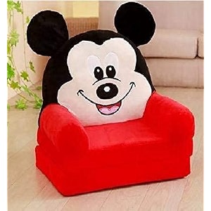 soft toy kids sofa cum bed and chair for comfort soft seat for baby sitting comfortable chair baby toys supporting seat soft plush cushion and chair for kids baby gift - pack of 1 red-micky