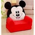 Soft Toy Kids Sofa Cum Bed and Chair for Comfort Soft seat for Baby Sitting Comfortable Chair, Baby Toys Supporting Seat Soft Plush Cushion and Chair for Kids, Baby Gift - Pack of 1 (Red-Micky)