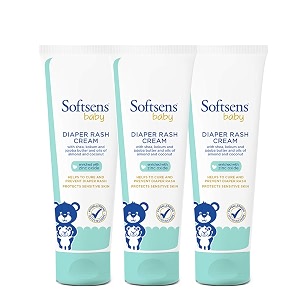 softsens diaper rash cream 50g pack 3 x 50g for newborn baby with zinc oxide enriched with aloe vera amp shea butter  dermatologically tested  safe for newborns  intense moisturization for soft skin  protects skin barrier gentle care