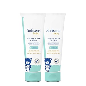 softsens diaper rash cream 50g pack 2 x 50g for newborn baby with zinc oxide enriched with aloe vera amp shea butter  dermatologically tested  safe for newborns  intense moisturization for soft skin  protects skin barrier gentle care
