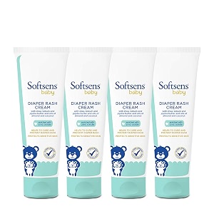 softsens diaper rash cream 50g pack 4 x 50g for newborn baby with zinc oxide enriched with aloe vera amp shea butter dermatologically tested  safe for newborns  intense moisturization for soft skin  protects skin barrier gentle care