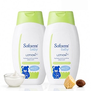 softsens baby lotion 200ml each pack of 2 x 200ml  ph 55  moisturizing shea butter amp milk cream formula  long lasting hydration for newborn dry face body  non-sticky lightweight baby body lotion combo for baby and kids 0-5 years