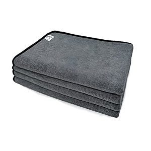 softspun 680 gsm microfiber super absorbent cloth 40x80 cms 4piece grey towel set extra thick microfiber cleaning cloths perfect for bike auto cars both interior and exterior