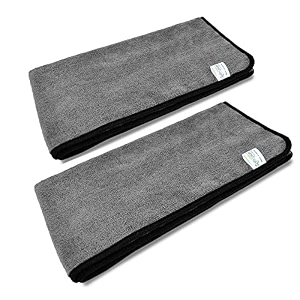 softspun 680 gsm microfiber super absorbent cloth 40x80 cms 2 piece grey towel set extra thick microfiber cleaning cloths perfect for bike auto cars both interior and exterior