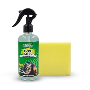 softspun essentials tyre gloss wet look shine spray 300ml for car amp bike with applicator pad hydrates dry tires gives uv protection amp long lasting high gloss easy to use amp water repellent