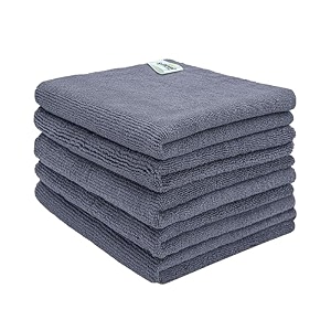 softspun microfiber cloth - 5 pcs - 40x40 cms - 340 gsm grey- thick lint amp streak-free multipurpose cloths - automotive microfibre towels for car bike cleaning polishing washing amp detailing