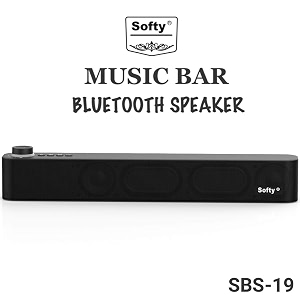 softy musicbar sbs-19 wireless bluetooth speaker with usb pen drive fm aux mic tf card option - black