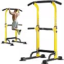 soges Power Tower Pull Up Bar Station, Free Standing Pull Up Rack Dip Station for Home Gym, Height Adjustable Home Strength Training Fitness Workout Equipment