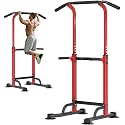soges Power Tower Pull Up Bar Station, Free Standing Pull Up Rack Dip Station for Home Gym, Height Adjustable Home Strength Training Fitness Workout Equipment
