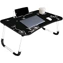soham Engineered Wood Yogi Mart 'Foldable Bed Study Table Portable Multifunction Lapt Lapdesk Children Bed Foldabe Table Work Office Home With Tablet Slot&amp;Cup Holder Study Table Brown,Black Flower)
