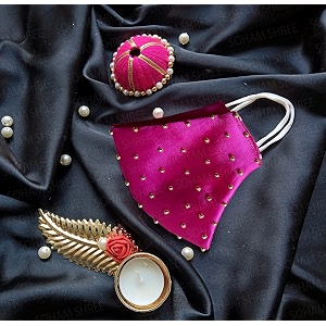 soham shree  fashion wedding special mask light-weight satin cotton cloth face mask rani pink - unisex