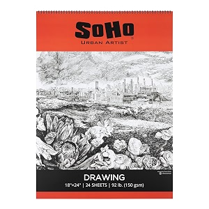 soho urban artist softcover drawing pad 18x24-92 lb 150gsm 24 sheets drawing paper pads for artists travel illustrations amp more