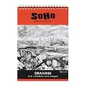 SoHo Urban Artist Softcover Drawing Pad - 6"x8" - 92 lb. (150gsm), Mixed Media Sketchbook, 24 Dual-Sided Sheets, Acid-Free, Wire-Bound, Micro-Perforated, Repeated Erasing &amp; Reworking