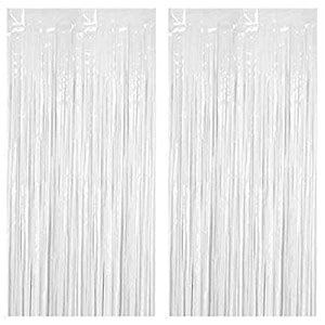 soi foil metallic tinsel fringe big size curtains for birthday anniversaries graduation retirement baby shower decoration pack of 2 black