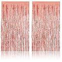 SOI Foil Metallic Tinsel Fringe Big Size Curtains for Birthday, Anniversaries, Graduation, Retirement, Baby Shower Decoration (Pack of 2) (Rose Gold)
