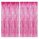 SOI Foil Metallic Tinsel Fringe Big Size Curtains for Birthday, Anniversaries, Graduation, Retirement, Baby Shower Decoration (Pack of 2) (Pink)