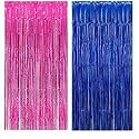 SOI Foil Metallic Tinsel Fringe Big Size Curtains for Birthday, Anniversaries, Graduation, Retirement, Baby Shower Decoration (Pack of 2) (Pink Blue)