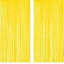 SOI Foil Metallic Tinsel Fringe Big Size Curtains for Birthday, Anniversaries, Graduation, Retirement, Baby Shower Decoration (Pack of 2) (Pastel Bright Yellow)