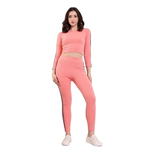 soild full sleeve striped  round neck tracksuit for women and girls