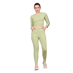 soild full sleeve striped  round neck tracksuit for women and girls