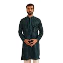 SOJANYA Men's Coffee Brown Cotton Blend Kurta with Intricate Embroidery &amp; Subtle Sequin Work