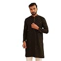 SOJANYA Men's Coffee Brown Cotton Blend Kurta with Intricate Embroidery &amp; Subtle Sequin Work
