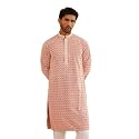 SOJANYA Men's Coffee Brown Cotton Blend Kurta with Intricate Embroidery &amp; Subtle Sequin Work