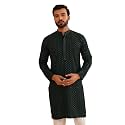 SOJANYA Men's Coffee Brown Cotton Blend Kurta with Intricate Embroidery & Subtle Sequin Work