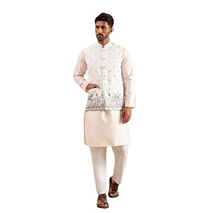 SOJANYA Mens Silk Blend Pink Kurta