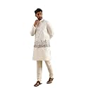 SOJANYA Men39s Silk Blend Cream Kurta and