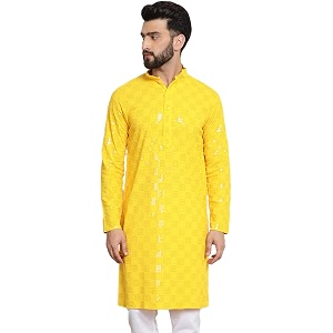 sojanya since 1958 men39s cotton embroidered sequinned long kurta