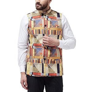 sojanya since 1958 men39s cotton blend multicolored printed waist coat size