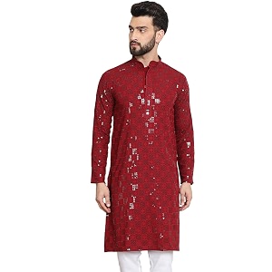 sojanya since 1958 men39s cotton embroidered sequinned long kurta