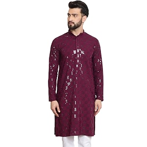 sojanya since 1958 men39s cotton embroidered sequinned long kurta