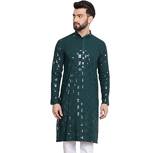 sojanya since 1958 men39s cotton embroidered sequinned long kurta