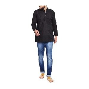 SOJANYA Since 1958 Mens Black Chicken Cotton