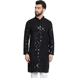 sojanya since 1958 men39s cotton embroidered sequinned long kurta