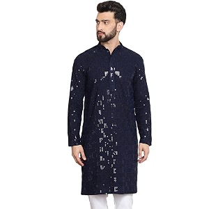 sojanya since 1958 men39s cotton embroidered sequinned long kurta