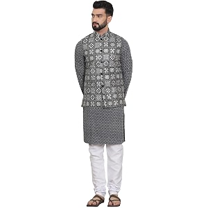 SOJANYA Since 1958 Mens Cotton Contrast Embroidered
