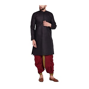 sojanya since 1958 men39s brown and black cotton dhoti kurta set