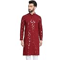 SOJANYA (Since 1958 Men's Cotton Embroidered Sequinned Long Kurta