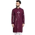 SOJANYA (Since 1958 Men's Cotton Embroidered Sequinned Long Kurta