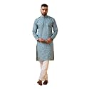 SOJANYA (Since 1958 Men's Cotton Silk Kantha Thread Embroidered Kurta with White Pyjama