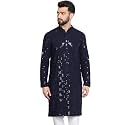 SOJANYA (Since 1958 Men's Cotton Embroidered Sequinned Long Kurta