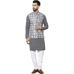 SOJANYA Since 1958 Mens Cotton Contrast Embroidered