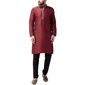 SOJANYA Since 1958 Mens Maroon Jacquard Silk