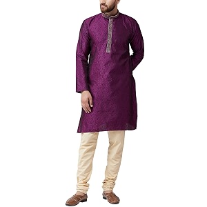 SOJANYA Since 1958 Mens Maroon Jacquard Silk